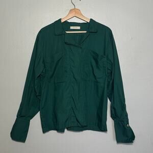 Women's Size 1 (XS-M) Na Nin Clarke 100% Cotton Poplin Button Up Emerald Green